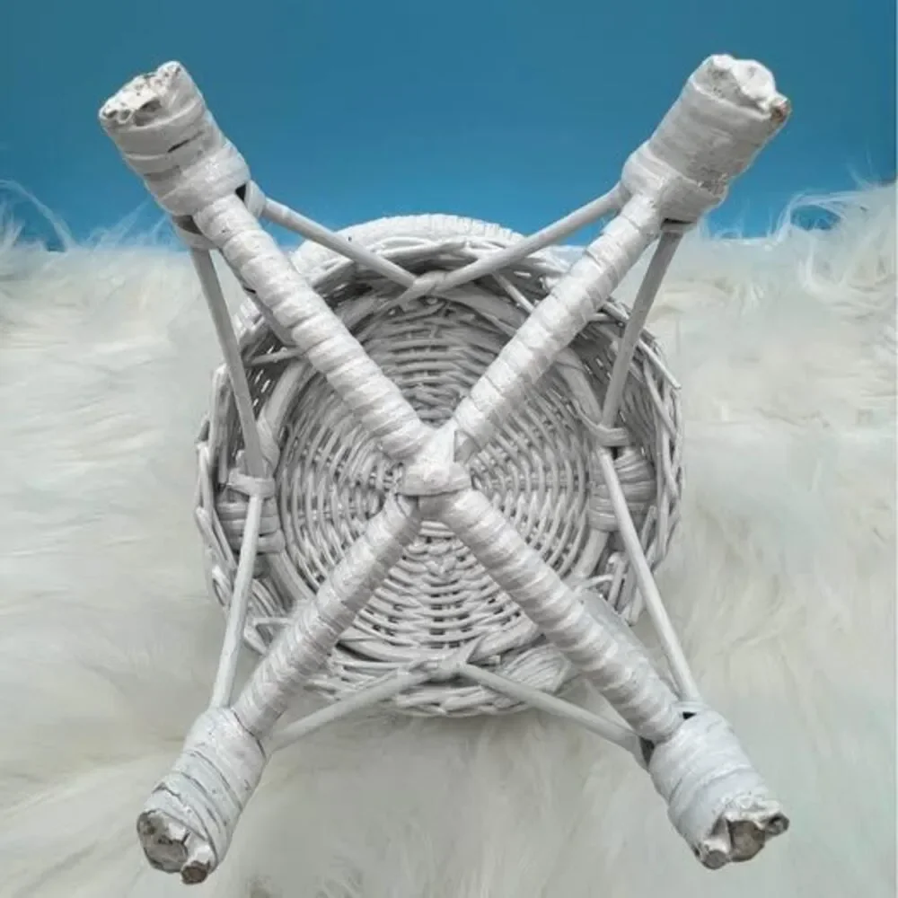 Rattan White Planter or Doll Chair